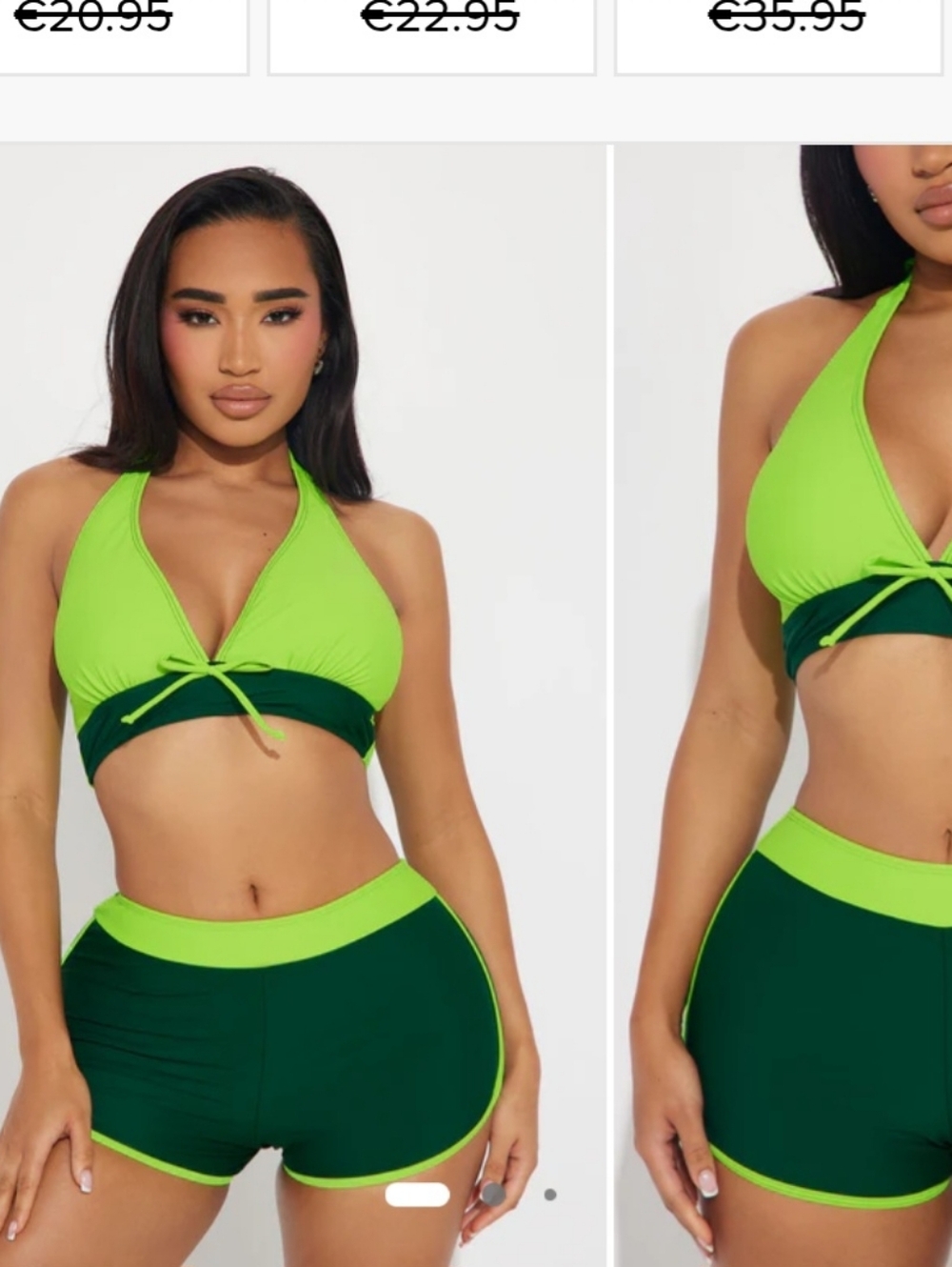 Neon Lime and Forest Green Two-Piece Swim Set